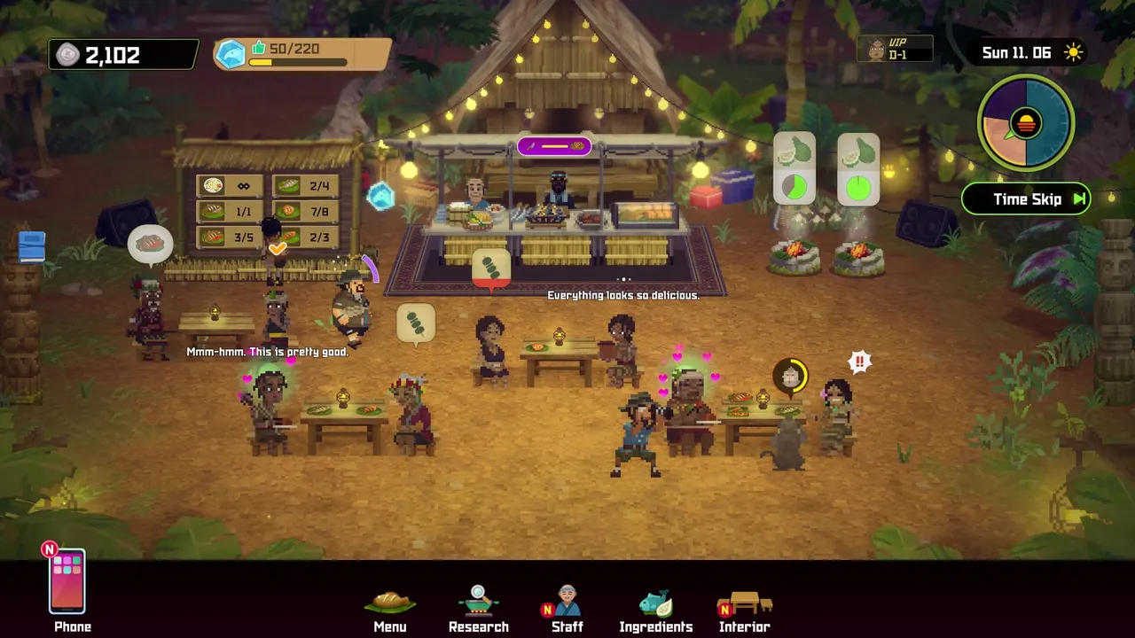 Offizieller Bancho-Grill-Screenshot mit Mitarbeitern und Gästen
